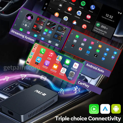 Pairr Max Pro – Caixa CarPlay/Android Auto Sem Fio | Streaming Netflix, YouTube, TikTok e mais
